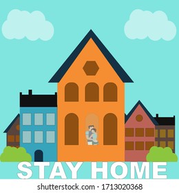 Stay home, Stay safe concept. Save lives vector design sign concept. Stop Covid-19