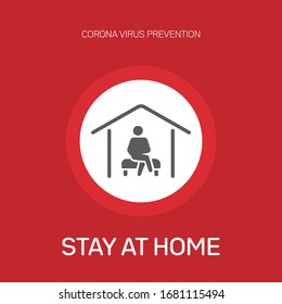 stay at home stay safe, corona prevention design concept, stop corona vector illustration