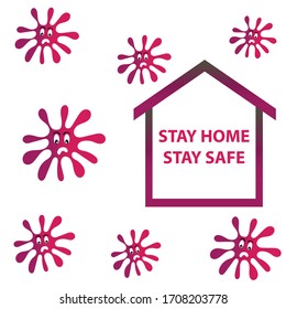 Stay Home Stay Safe Coronavirus afraid Covid19 Safety Isolated Vector White Background 