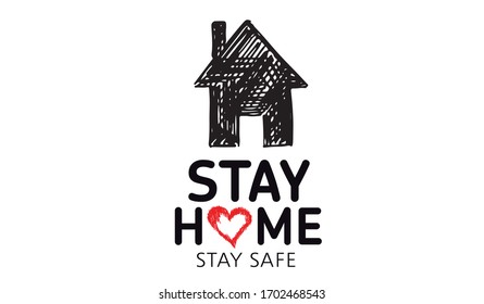 Stay home stay safe doodle illustration. Quarantine. Pandemic coronavirus.