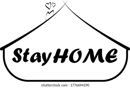 Stay Home, Stay Safe Hand Letter Script Motivation Sign Catch Word Vintage Style Monochrome Illustration.
Lettering Typography Poster With Text For Self Quarantine Times.
