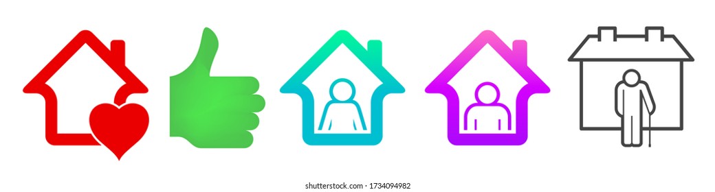 Stay home, stay safe icon set. Vector illustration.