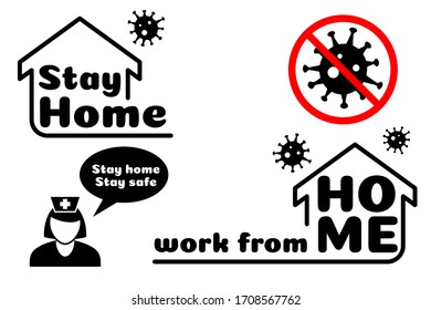 Stay home stay safe label sticker. Covid-19 pandemic location pin. The Coronavirus is affecting many countries and territories around the world