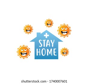 Stay Home Stay Safe, Let's Stop COVID-19, stay home in COVID-19 coronavirus outbreak, stay in the house to prevent virus infection.