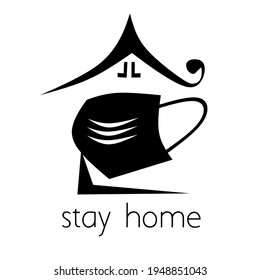 Stay home, stay safe - Lettering typography poster with text for self quarantine times. Hand letter script motivation sign catch word art design. Vintage style monochrome illustration