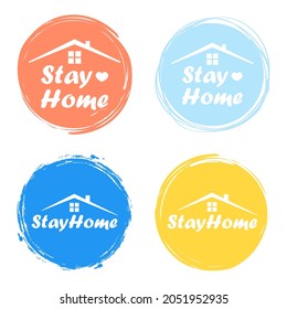 Stay home, stay safe - Lettering typography poster with text for self quarantine times. Vector illustration.