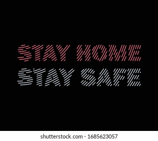 Stay home stay safe logo, illustration, line art