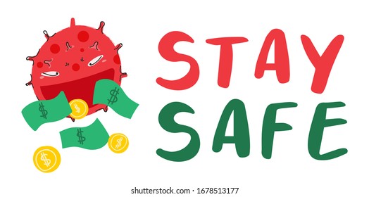 Stay home, stay safe poster design vector. Cute Lettering typography design for self protection times and  home awareness social media campaign and coronavirus prevention - Vector illustration.