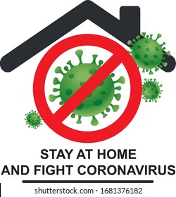 Stay home, stay safe. Self isolation from coronavirus (2019-nCoV, Covid-19). Quarantine motivational poster in vector illustration. 