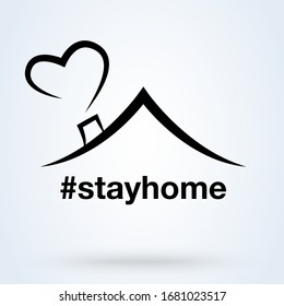 Stay home, stay safe. Self-quarantine Vector illustration.