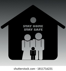 Stay at home, stay safe. Symbol of motivation for health protection in times of pandemic. Measures against coronavirus infection.