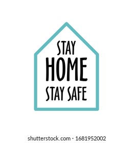 Stay home, stay safe vector coronavirus content. Blue geometric house on a white background