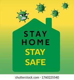 Stay home stay safe vector design. Corona virus  design template for social and national awareness to safe from Coronavirus covid-19. Stay home – safe lives. 