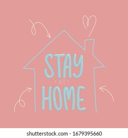 Stay home stay safe. Vector handwritten. Modern calligraphy for posters, social media content and cards. Black saying isolated on white background