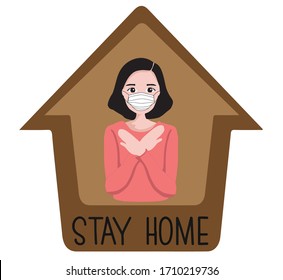 Stay home and stay safe, Vector illüstration. Pattern, background.