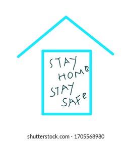 Stay home, stay safe vector, Typography campaign poster with text for your own quarantine time. family Motivational quotes to stay safe at home from disease outbreaks. text with the house logo.