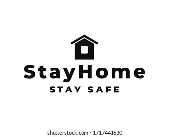 Stay home stay safe vector typography quote. Coronavirus COVID 19 quarantine concept. 