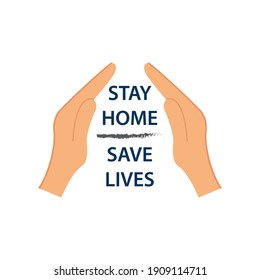 Stay home save life Social distancing concept Thatched hand gestures Campaigns or preventive measures from the corona virus Stay home quote Coronavirus protection logo, vector illustration