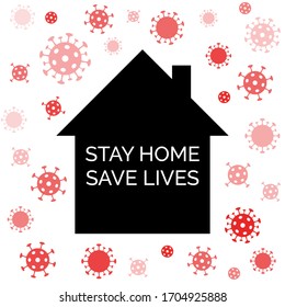 Stay home save lives. Coronavirus quarantine vector banner for social media