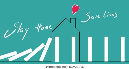 Stay home save lives illustration: Domino effect