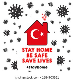 Stay home, save lives (in Turkish: Evde kal, hayat kurtar) lettering vintage for Covid-19 self quarantine times in Turkey. #stayhome