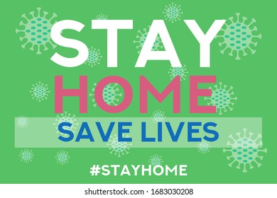 Stay Home Save Lives quarantine coronavirus illustration Web banner  for social media, epidemic stay home save lives hashtag.Quarantine illustration. Covid-19 Corona virus social media