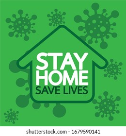 Stay home save lives  quote vector illustration Coronavirus Covid-19 awareness
