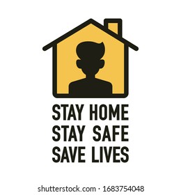 Stay home, Stay save, Save lives signage vector design concept. Stop Covid-19 Coronavirus Novel Coronavirus (2019-nCoV), protect yourself and help prevent spreading the virus to others. Vector.