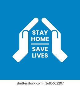 Stay at home, save lives, social distancing concept. Hands gesture form roof. Protection campaign or measure from coronavirus. Stay home quote text. Coronavirus protection logo. Vector illustration - Shutterstock ID 1685602207