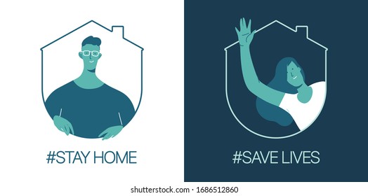 Stay at home, save lives. Social Media campaign aimed at preventing the spread of the COVID-19 coronavirus epidemic.