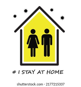 Stay home, save lives vector, Typography campaign poster with text for your own quarantine time. family Motivational quotes to stay safe at home from disease outbreaks. text with the house logo.
