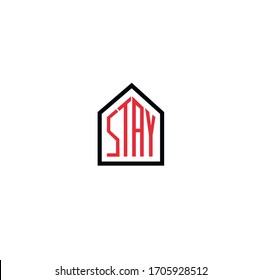 Stay home, self isolation logo, security icon, help the whole world defeat coronavirus. Vector illustration