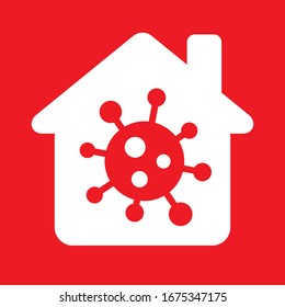 Stay at home - self isolation to prevent spreading coronavirus. Quarantine icon design. 