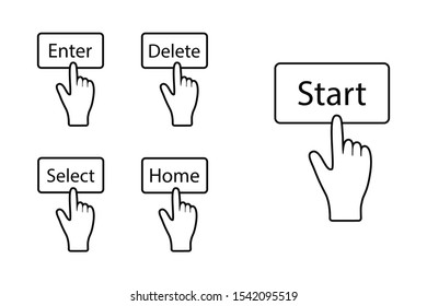 Stay Home. Set of buttons web. Hand push buttons.. Vector illustration