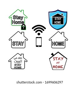 Stay home shape designed as a logo or icon. this icons prepared for coronovirus (covid-19) Coronavirus Pandemic CoVID-19 and home work concept. Remote work during quarantine. 
