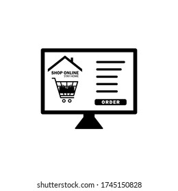 Stay home and shopping online icon. Design vector illustration