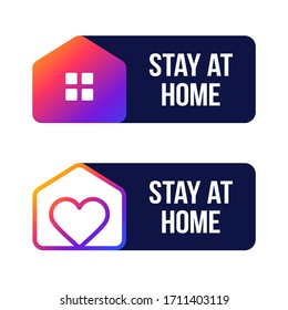 Stay At home sign. Covid-19 Corona virus written in typography poster design.Save planet from corona virus. Stay safe inside home. Prevention from virus.