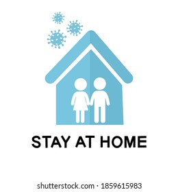 Stay at home sign icon on white background.