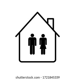 Stay home sign vector icon in flat style on white background.