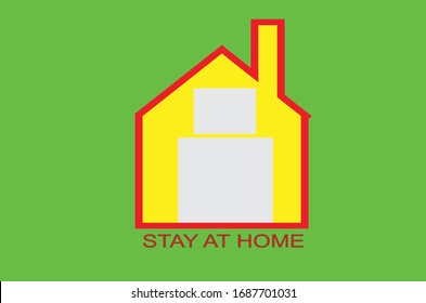 Stay at home slogan with house
