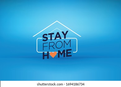 	
Stay from home slogan with house and heart. Protection campaign or measure from coronavirus, Stay from home quote text, vector