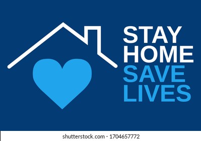 Stay at home slogan with house and heart inside. Protection campaign or measure from coronavirus, COVID--19. Stay home quote text, hash tag or hashtag. Coronavirus, COVID 19 protection logo