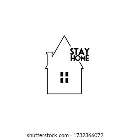 Stay at home slogan with house and heart inside.