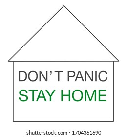 Stay at home slogan with house . Protection campaign or measure from coronavirus, COVID--19. Stay home quote text. Coronavirus, COVID 19 protection logo.