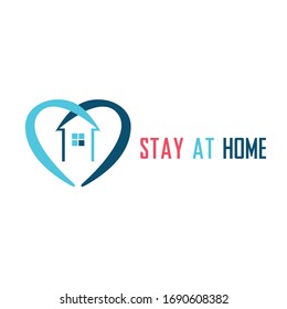 Stay at home slogan Logo vector illustration. Protection campaign or measure from coronavirus. Coronavirus, COVID 19 protection logo.