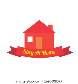Stay at home slogan Logo vector illustration. Protection campaign or measure from coronavirus. Coronavirus, COVID 19 protection logo.