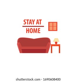 Stay at home slogan Logo vector illustration. Protection campaign or measure from coronavirus. Coronavirus, COVID 19 protection logo.