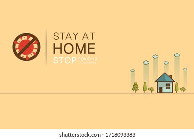 Stay at home slogan ,Protection campaign or measure from coronavirus, COVID 19. Stay home quote text, hash tag or hashtag. Coronavirus, COVID 19 protection logo Vector illustration