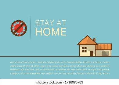 Stay at home slogan ,Protection campaign or measure from coronavirus, COVID 19. Stay home quote text, hash tag or hashtag. Coronavirus, COVID 19 protection logo Vector illustration