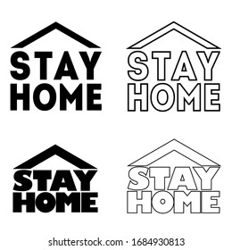 Stay at home slogan with a roof from the house. Protective campaign or measure against coronavirus, COVID-19. 